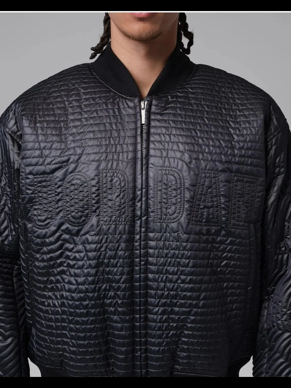 Men's Quilted Bomber Jacket - Black